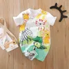 도착 여름과 봄 아기 동물 인쇄 바디 수트 한 조각 다채로운 소년 소녀 옷 210528