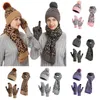 Léopard Imprimer Fashion Hiver Chapeau chaude Chapeau Foulard Gant Ensemble Confortable Chapeaux tricotés Écharpes Gants Coupe-vent Guantes Ensembles