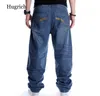 Mäns jeans lösa män plus storlek 42 hiphop baggy skateboard byxor pojkar denim hip hop rap byxor årstider bottnar streetwear