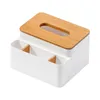 Desktop Tissue Box Multi-Function Living Room Bamboo Lid Paper Holder Box Cover Remote Control Hotel Storage Boxes YFAX3206