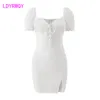 Nightclub Low-Chested Waist-Opening Gaffel Bag Höft Lace Stitched Tight Women's Dress Office Lady Sheath 210416