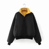 Oversize Yellow Parkas Jackets Coats Winter Women's Windbreaker Wear i båda sidor Black Zipper Puffer Jacklets Coat 210427