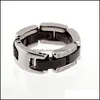 Anéis de banda joias inteiras para homens mulheres casal índice dedo presente de casamento aço inoxidável punk clássico anel de cerâmica 6246469