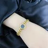 Bedelarmbanden gouden kleur Romeinse cijfers zwarte dikke ketting voor vrouwen met witte schaal verstelbare luxe mode -armbanden punk