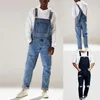 Calça jeans masculina 2022 Moda Denim Bib Calças de comprimento total Jumpsuits Hip Hop Macacões Diretos para Homens Streetwear