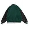 Hip Hop Furry Bone Patchwork Color Block Vestes Hommes Harajuku College Style Bomber Jacket Hommes Baseball Manteaux 3 couleurs