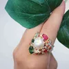 DreamCarnival1989 Hermosas Mujeres Anillos Dos Tonos Gorgeous Mixed Zirconia Pearl Jewelry Daily Wear Lover Gift Venta al por mayor WA11693 211217