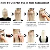 Kinky Straight Mongolian Hair Extensions Pre Bonded Flat Tip In Extension Natural Color