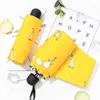 Tecknad anka design automatisk gul vindtät UV skydd paraply för kvinnor flicka soligt och regnigt vikande paraplyer
