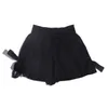 Black Patchwork Bowknot Short For Women High Waist Casual Loose Shorts Female Fashion Clothing Summer Time 210521