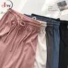 Effen hoge taille losse wijde beenbroek vrouwen zomer meisjes casual lange broek thuis dragen yoga joggingbroek pantalones 210510