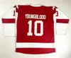 Nikivip Custom Youngblood #10 Sutton #9 Movie Hamilton Mustangs Ice Hockey Jersey Mens All Stitched White Red Size 2XS-3XL