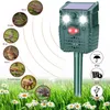 -WH528 Repelente de animales ultrasónico solar para exteriores Control de plagas Murciélagos Pájaros Perros Gatos con luz intermitente