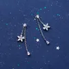 Boucles d'oreilles à la mode Swing Flower Drop Élégant 925 Sterling Silver Clear CZ Dangle Ear Pin pour femmes Déclaration de mariage Bijoux 210707