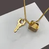 Lock Shape Pendant Diamond Inlay Necklace Delicate Thin Chain Necklaces Personalized Key Pattern Jewelry