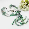 Natural Stone Green jades& Mother of Pearl shell flowers 25inches Tassels Necklace for women nice gift