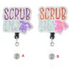 Fashion Key Rings Scrub Life Rhinestone Retractable ID Holder For Nurse Name Accessories Badge Reel With Alligator Clip