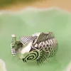 Cluster Rings S925 Sterling Silver Vintage Thai Ring for Women Open Justerbar karp Guldfisk Kvinna