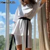 MoneRffi Casual Solid Outfits Damen Zweiteiliger Anzug mit Gürtel Home Lose Sport Trainingsanzüge Mode Fahrrad Sommer Hot Anzug 2021 Y0719