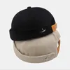 Cycling Caps & Masks Vintage Dome Hat Mens Solid Color Velvet Beanies For Men Docker Sailor Crimping Brimless Skull Casual Hip Hop Cap