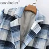 Frauen Gestreiften Gitter Blazer Langarm Weiblichen Mantel Kerb Herbst Kragen Jacke Büro Dame Outwear 210604