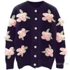 Women's Three-Dimensional Flower Embroidered Sweater Autumn Winter Loose Vintage Handmade Crochet Knitted Sweaters 210428