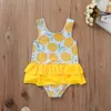 Malapina Maluch Dziewczyny Jednoczęściowy Swimsuit Zestaw Dzieci Akwarela Kwiatowy Print Off-Ramię Kids Swimwear Summer Beach Odzież