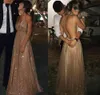 Gouden lovertjes sexy plus size prom jurken 2021 spaghetti riemen backless formele formele feestdagen afstuderen slijtage feestjurken op maat gemaakt