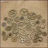 Résultats Composants Bijoux Gros-Gros Mélange 100 Pcs Vintage Steampunk Charms Gear Pendentif Deux Couleurs Fit Bracelets Collier T0484 D