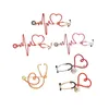 Cute Electrocardiogram Stethoscope Brooch Suit Lapel Pin Multistyle Epidemic Prevention Jewelry Accessories Gift for Doctor Nurse