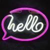 Hello Neon Light LED Wall Lights Store Greeting Signs Home Decor Night Lamp Party Wedding Window Shop Battery & USB Powered