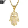 Hiphop goud kleur rvs ketting hamsa hand fatima hangers kettingen voor mannen sieraden