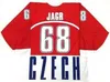 Raro vintage # 68 Jaromir Jagr República Tcheca camisa de hóquei da seleção personalizada qualquer nome e número