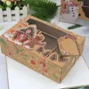 Regalo Wrap 3pcs Christmas Cookie Box Kraft Paper Candy Box Borse Borse Food Packaging Party Bambini anno