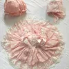 Dzieci butikowe ubrania małe dziewczynki hiszpański różowy koronki sukienki dziewczynka Hiszpania lotia frocks niemowląt lato chrzest sukienka 210615