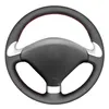 Funda para volante de coche cosida a mano de piel sintética negra para 307 CC 307 407 SW 2004-2009