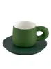 Yeşil İskandinav Lüks Seramik ikindi çay bardağı ve tabağı set komik vintage yeniden kullanılabilir kahve filizanki do kawy kupa bd50cs fincan tabakları
