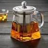 Teiera in vetro borosilicato trasparente da 350 ml con infusore in acciaio inossidabile, resistente al calore, teiera a foglie sfuse