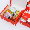 StoBag 10pcs Christmas Santa Claus Green/Red Handle Paper Bags For Baking Cookies Chocolate Package Supplies Cake Decoration 210602