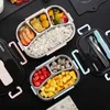 ONEUP Portable 304 Stainless Steel Lunch Box Japanese Style Compartment Bento Kitchen Leakproof Food Container 211104