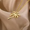 Pendant Necklaces Stainless Steel Coconut Tree Necklace For Women Gold Sliver Color Palm Charm Collares Fashion Jewelry8173489