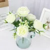 Rose Flower Silk Peony Artificial Flowers 5 Heads Bouquet Fake Flowers for Home Wedding Party Decoration Office Indoor