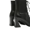 MORAZORA Marke Mode Stiefeletten Aus Echtem Leder Stiefel Dicke High Heels Karree Mischfarben Frauen Stiefel 210506