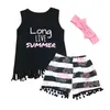 Conjunto de roupas de verão 2 peças para crianças e bebês meninas sem manga camiseta + shorts calças conjunto de roupas 2291 V2