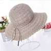 Zomer Mode Opvouwbare Emmer Cap Katoen Strand Boog Zonhoeden Voor Vrouwen Mode Vrouwen Strand Zonne Hoed Opvouwbare Gerrand Stro Hat G220301