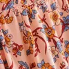 Czeski Pomarańczowy Różowy Kwiatowy Druku Pullover Koszula Etniczne Kobiety Bow Lace Up O Neck Długi Rękaw Bluzka Topy 210429