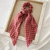 Stip paardenstaart sjaal dames haar strikjes lang lint haarbanden scrunchies haarbanden meisjes hoofddeksels haaraccessoires 6 kleuren 3182 Q3232323