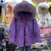 Winter Women 90% White Duck Down Coat Large Natural Fur Hooded Parka Jacket Loose Pockets Thick Snow Outerwear 210423