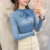 Korean Fashion Sweater Women Solid Slim Fit Bottoming Shirts Ruffled Collar Long Sleeve Pullover Sweaters Winter Clothes 10367 210417