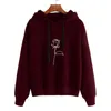 Nouveau Streetwear Hoodies Rose Fleur Imprimé Femmes Sweats Automne À Manches Longues Coréenne Femme À Capuche Pulls Sweat Femme